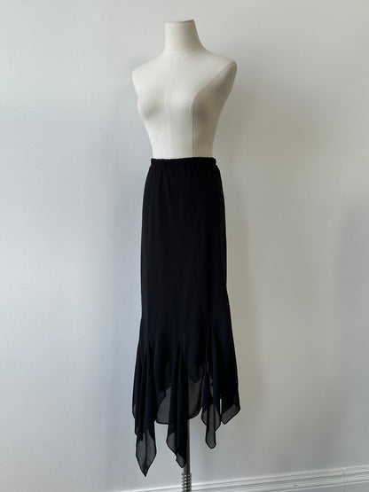 Vintage 2000s Asymmetrical Layered Sheer Midi Skirt - W24-28