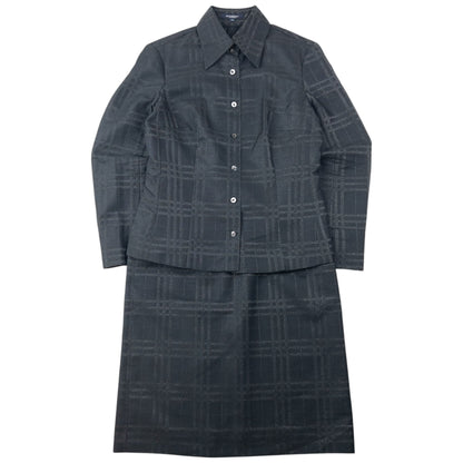 Vintage 2000s Burberry Nova Check Jacket & Skirt Suit Set Womens Size M | O/S, Black