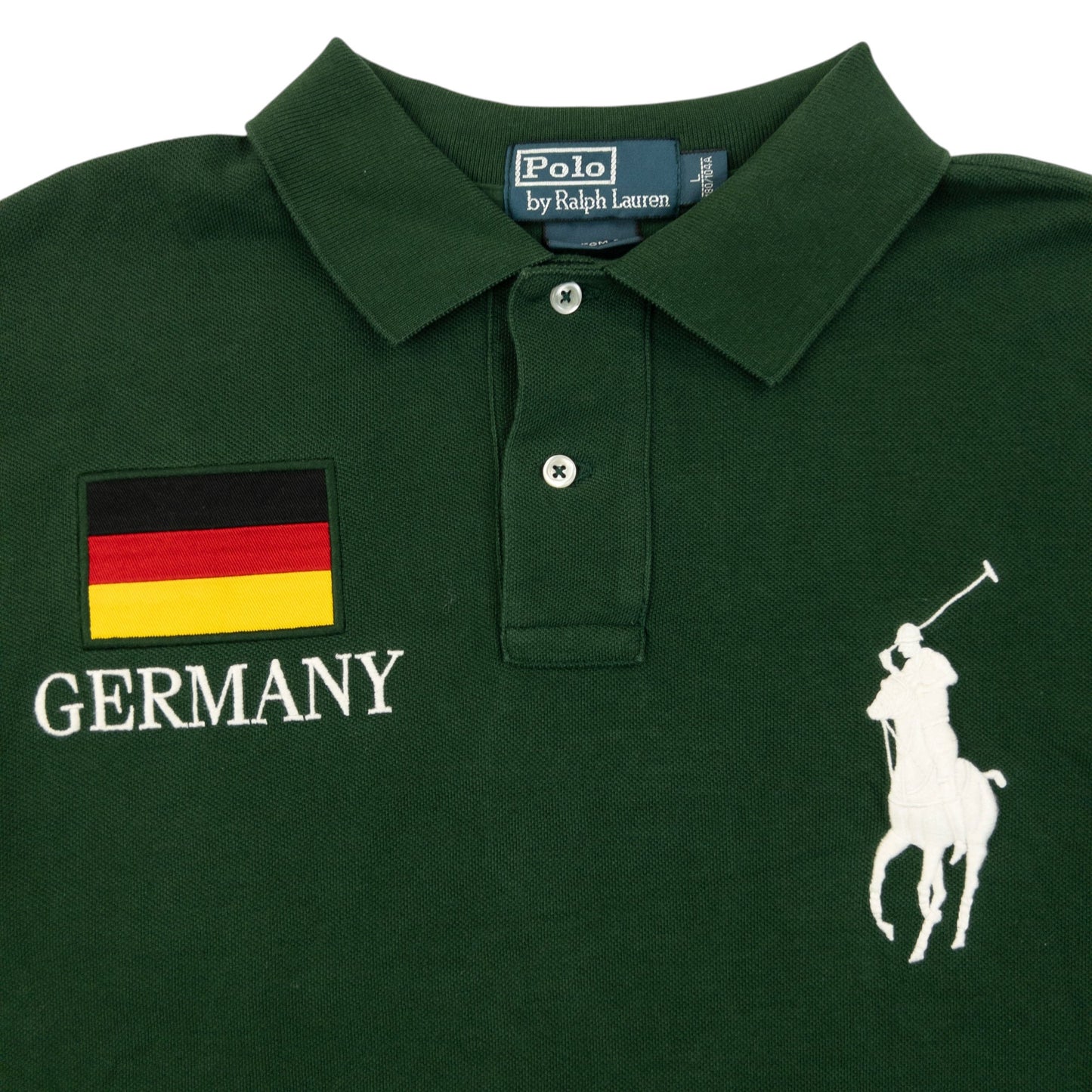 Vintage 90s Polo Ralph Lauren Germany Long Sleeve Polo Shirt Size L | Large, Green