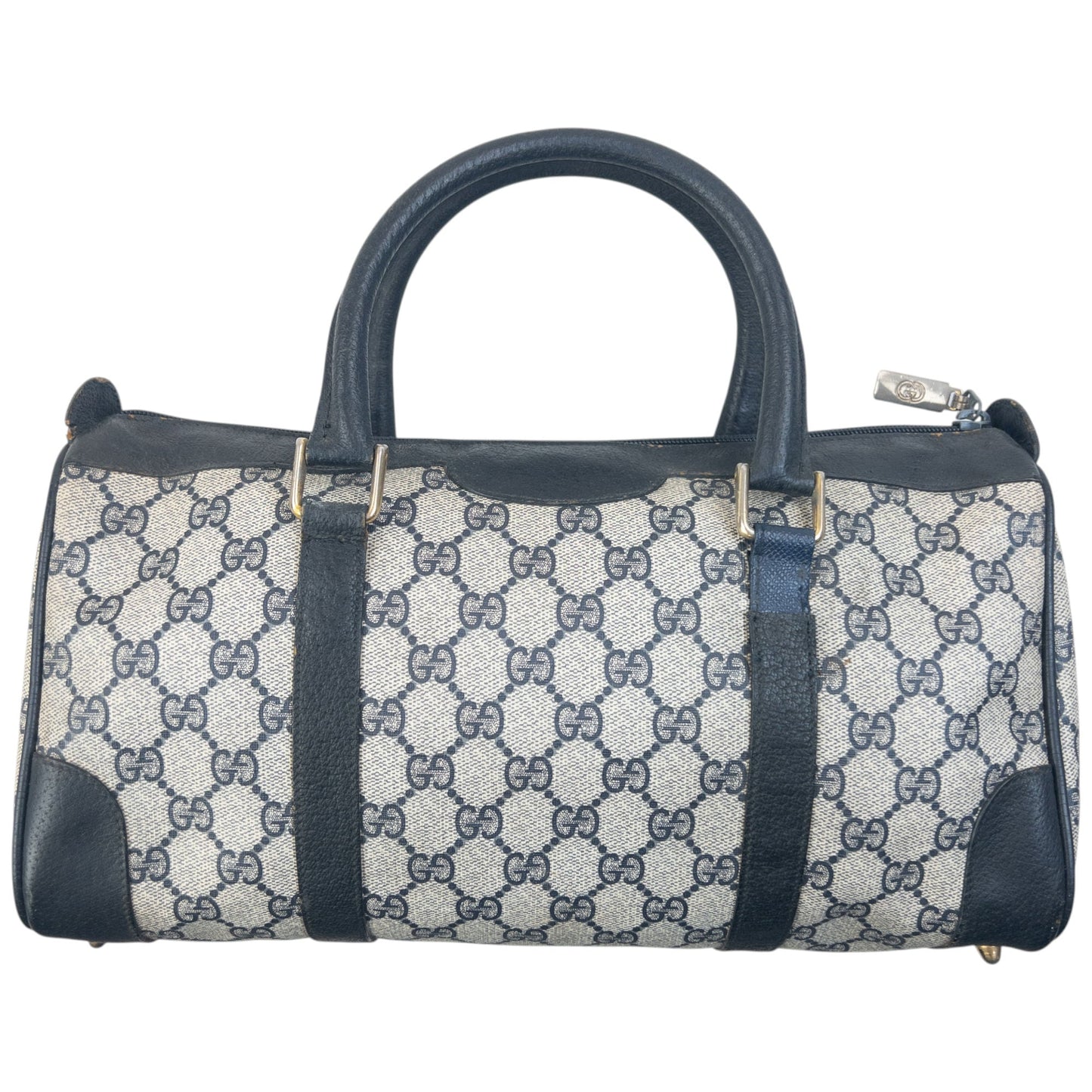 Vintage 80s Gucci Monogram Leather Handbag | O/S, Black