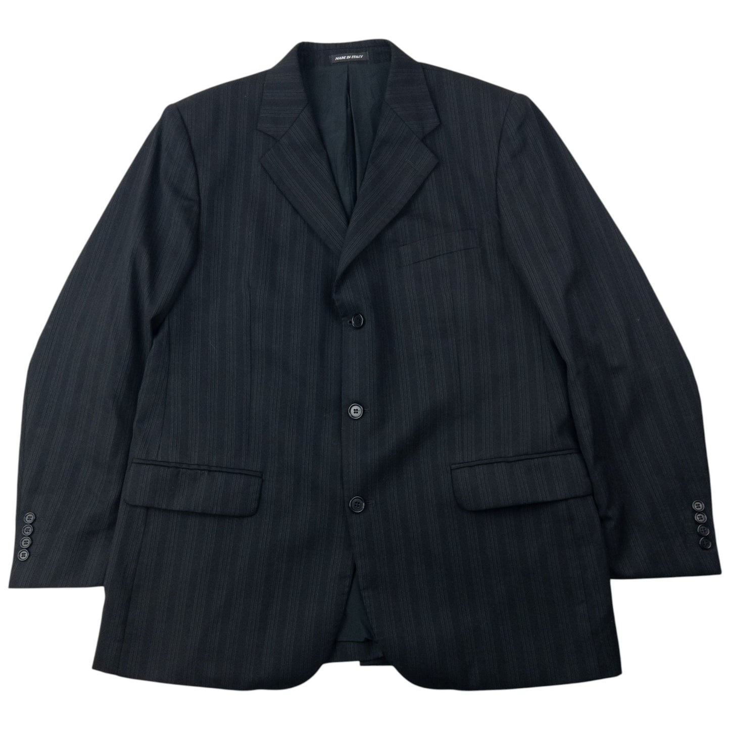 Vintage 90s YSL Yves Saint Laurent Pinstripe Jacket & Trousers Suit Set Size XXL | XXL, Black