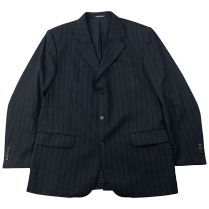 Vintage 90s YSL Yves Saint Laurent Pinstripe Jacket & Trousers Suit Set Size XXL | XXL, Black