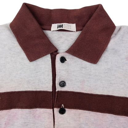 Vintage 90s Issey Miyake Thick Long Sleeve Polo Shirt Size M | Medium, Multicoloured