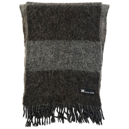 Vintage 2000s Issey Miyake Striped Wool Tassel Scarf | O/S, Brown