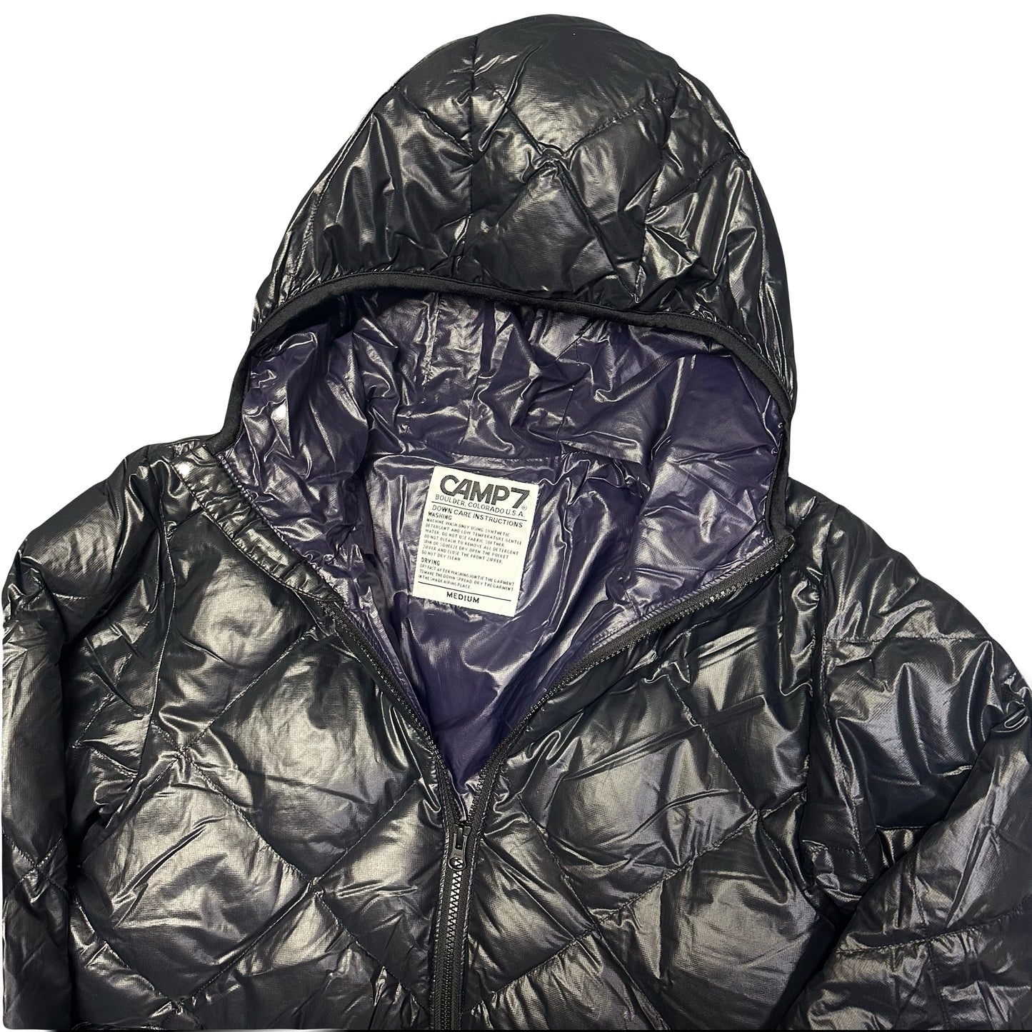 Camp 7 Diamond Stitch Puffer Jacket In Black (M)