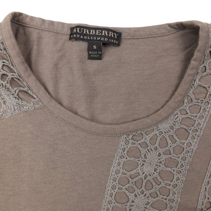 Vintage Burberry Lace Detail Long Sleeve T Shirt Size S | Small, Beige