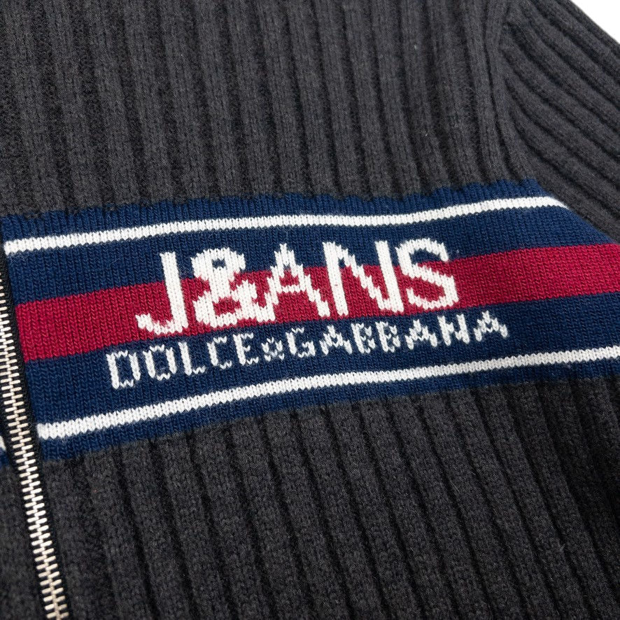 Vintage Dolce & Gabbana Ribbed Knit Zip Up Wool Jumper Size M