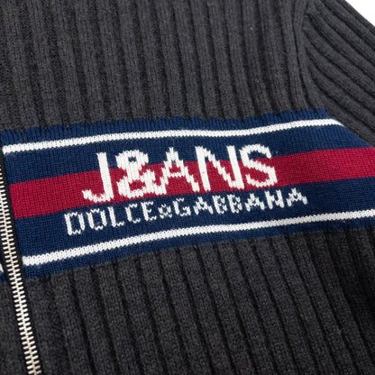 Vintage Dolce & Gabbana Ribbed Knit Zip Up Wool Jumper Size M