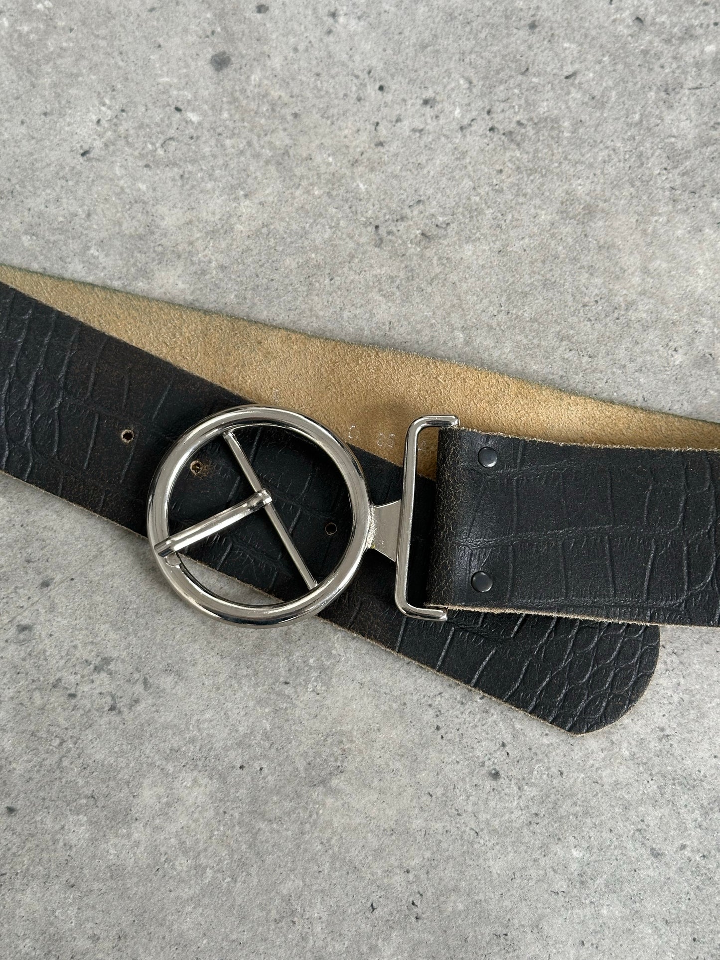 Vintage 1990s Leather Chunky Circular Belt - W34-38