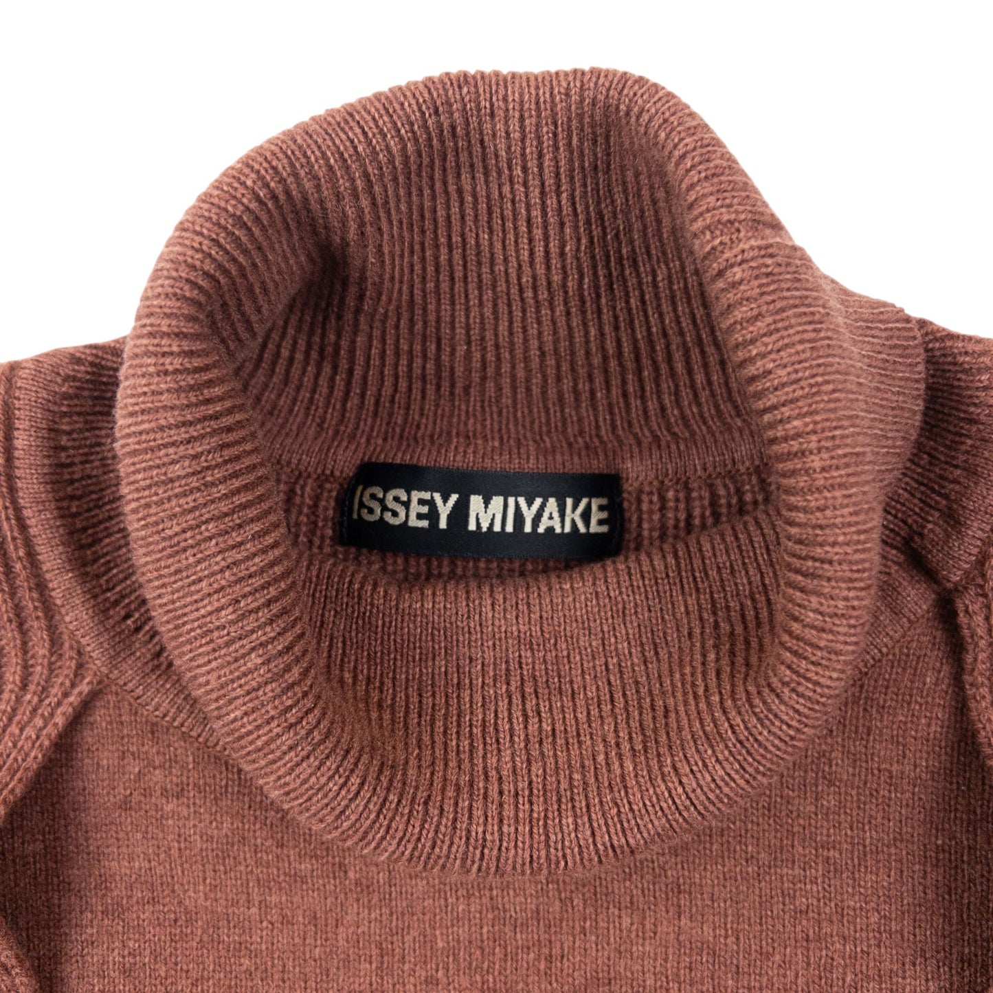 Vintage 2000s Issey Miyake Layered Turtleneck Wool Jumper Size M | Medium, Brown