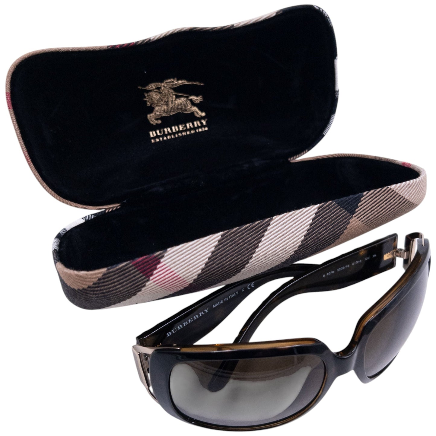 Vintage Burberry Nova Check Embossed Tortoise Shell Sunglasses