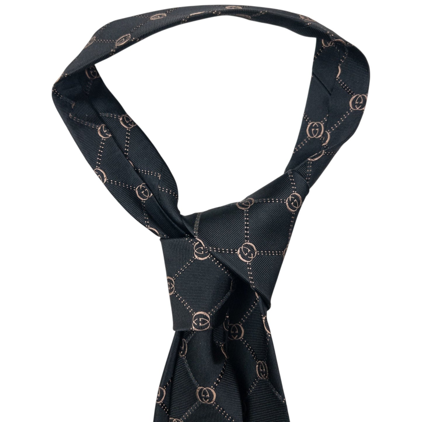 Vintage 2000s Gucci Monogram Silk Tie | O/S, Black