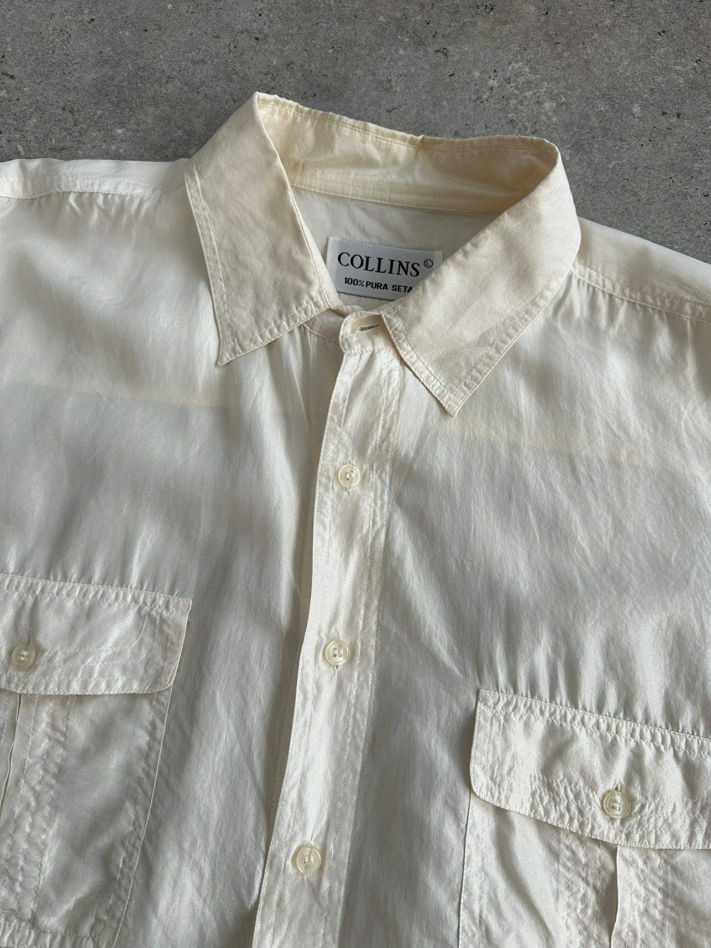 Vintage Pure Silk Short Sleeve Shirt - XL