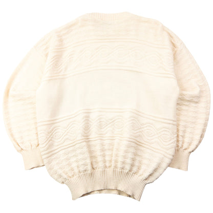 Vintage 90s Burberry Embroidered Wool Knit Jumper Size L | Large, Cream