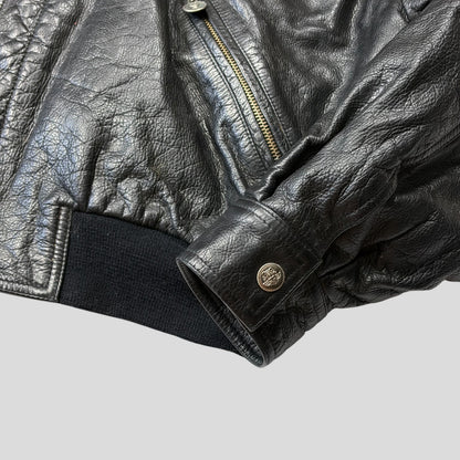 Gianni Versace 90’s Versus Leather Sherpa Flight Jacket - M/L | Default Title, Black