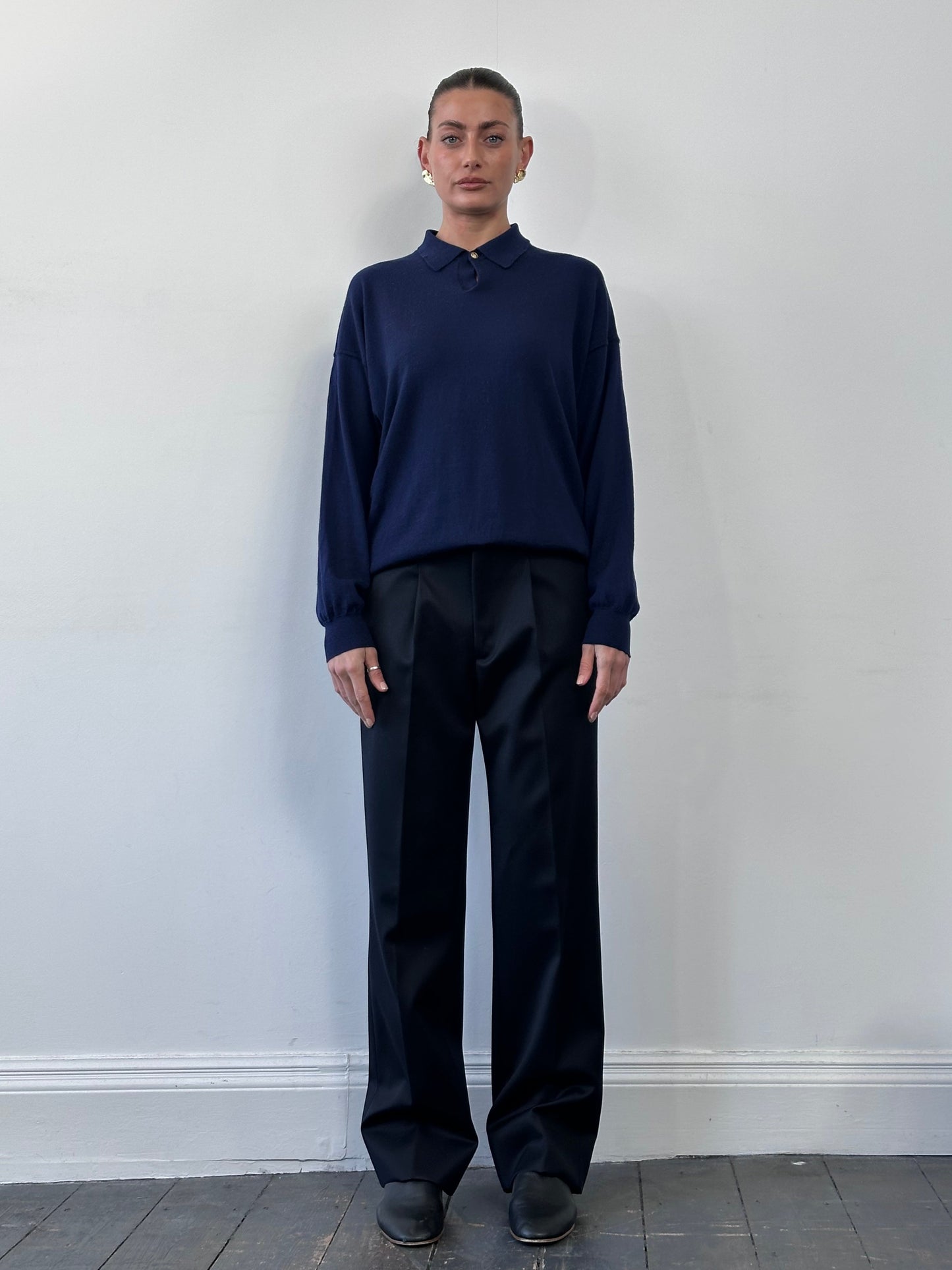 Gianni Versace Versus 90s Pure Wool Bespoke Button Polo Jumper - L