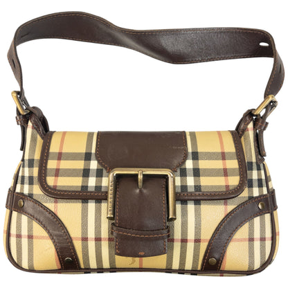Vintage 2000s Burberry Nova Check Leather Shoulder Bag | O/S, Brown, Beige, Red, Black