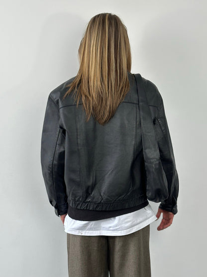 Vintage 1990s Minimal Leather Jacket - M