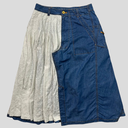 CDG Tricot 00’s Brodiere Denim Patchwork Split Cargo Skirt | Medium, White