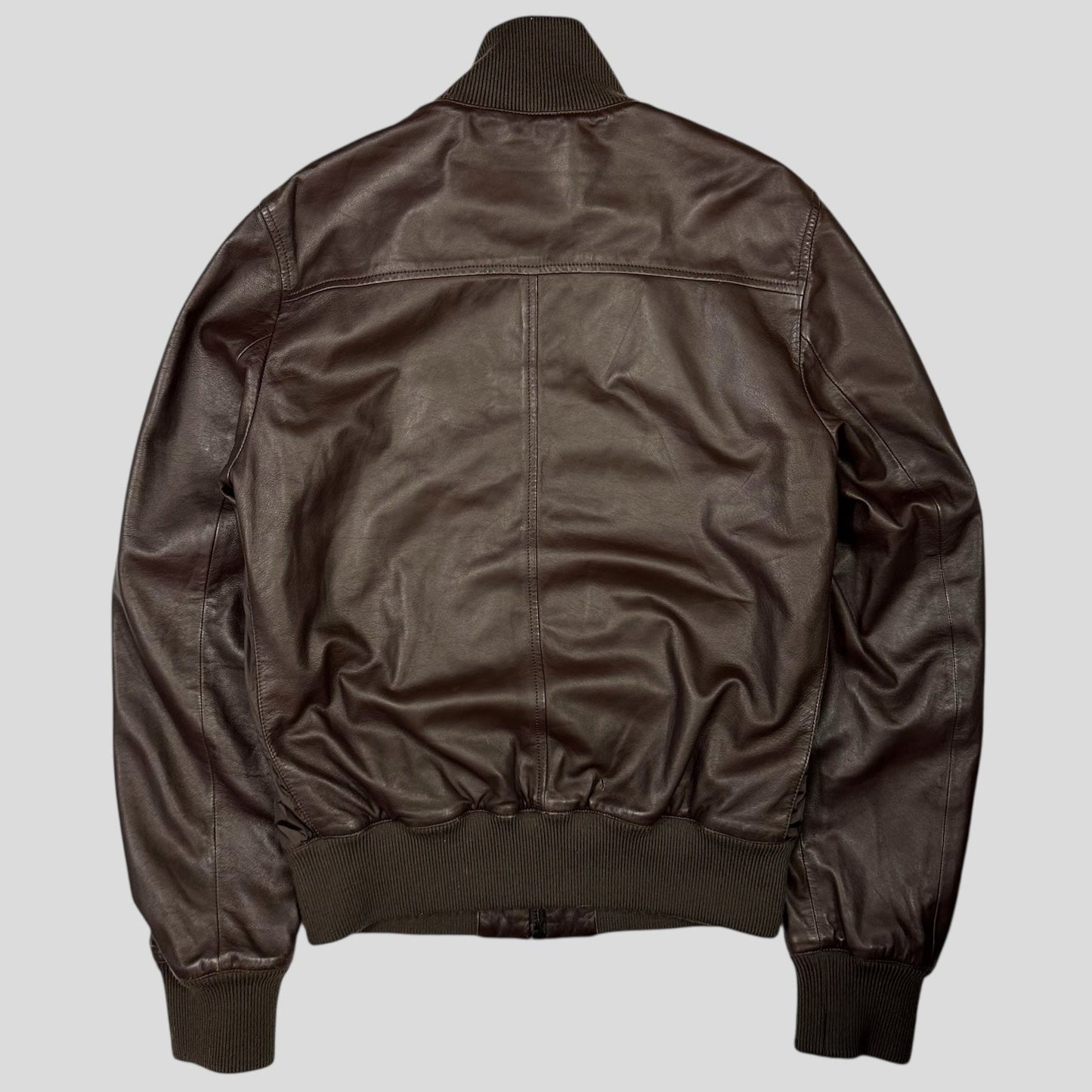 Gucci Brown Nappa Leather Hybrid Logo Bomber Jacket - IT46 (S) | Default Title, Brown