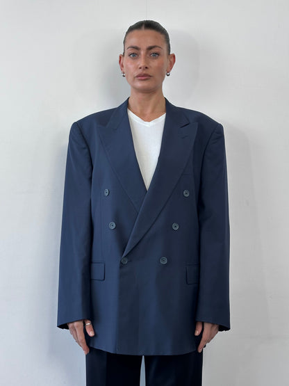 Italian Vintage 1990s Pure Tasmanian Wool Double Breasted Blazer - 42R/XL