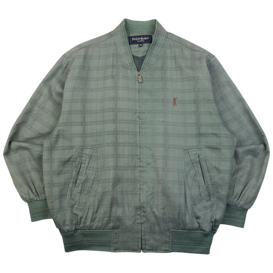 Vintage 90s YSL Yves Saint Laurent Checkered Bomber Jacket Size M | Medium, Blue