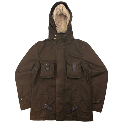 Vintage PPFM Fur Hood Zip Up Cargo Jacket Size S