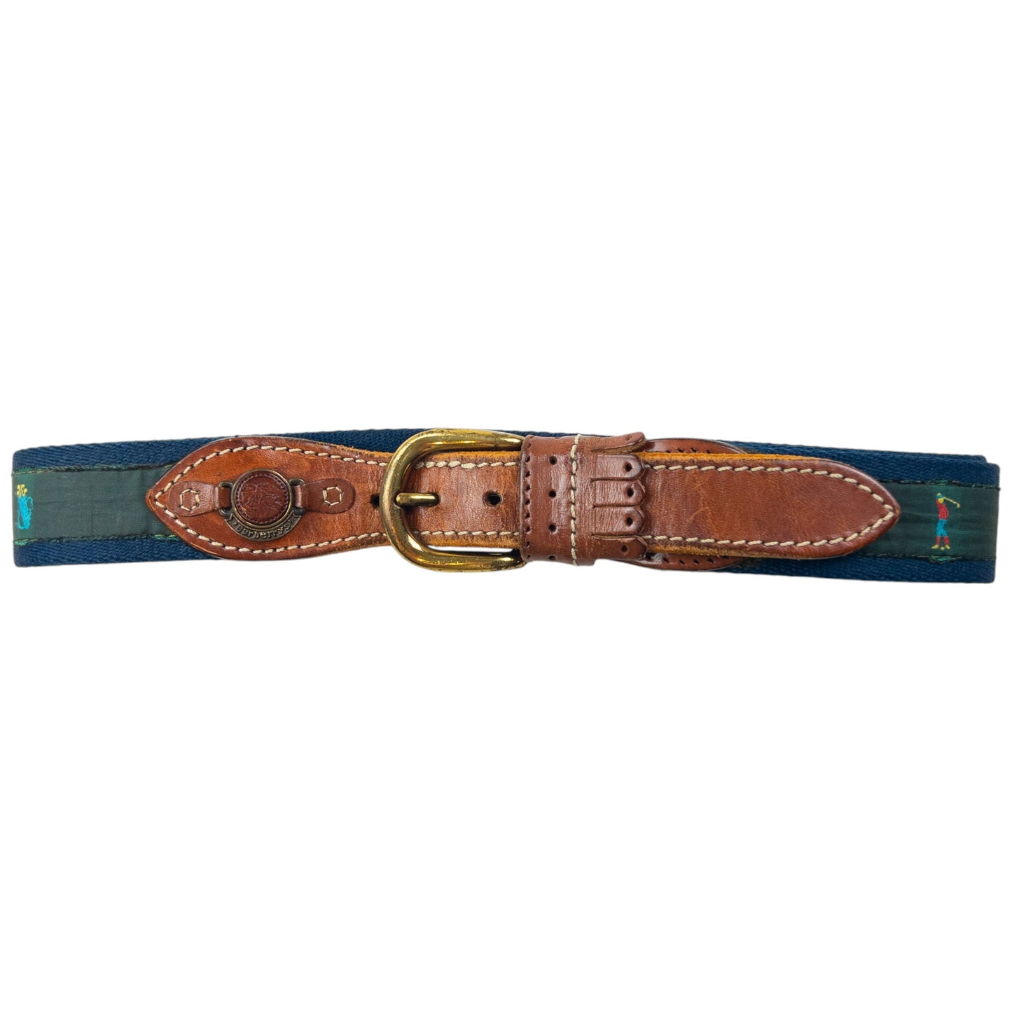 Vintage 80s Burberry Golf Print Belt Size L | O/S, Gold