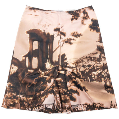 Vintage FW2004 Prada Ruched Pleat Landscape And Temple Skirt Womens Size W28 | W28, Multicoloured