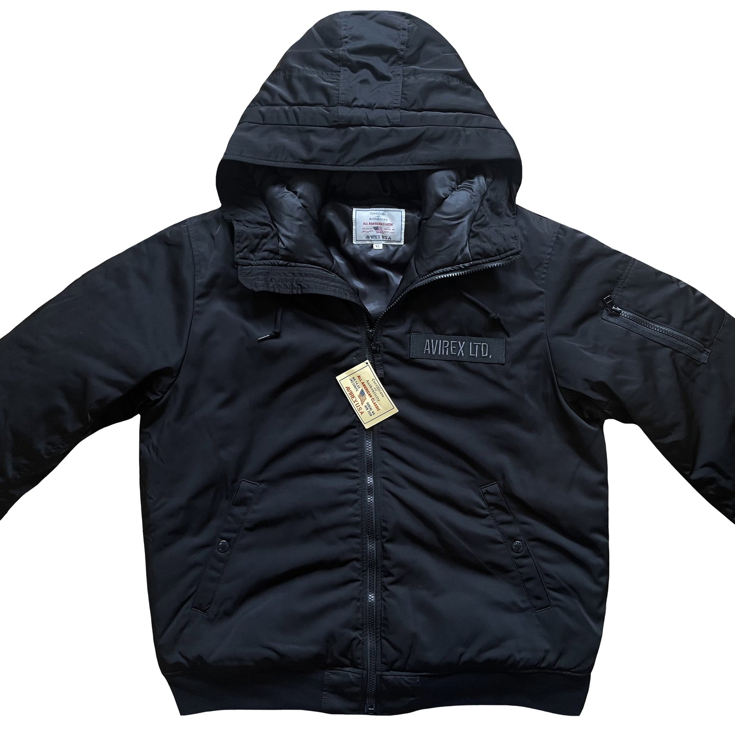 Avirex Padded Bomber Jacket With Hood - L