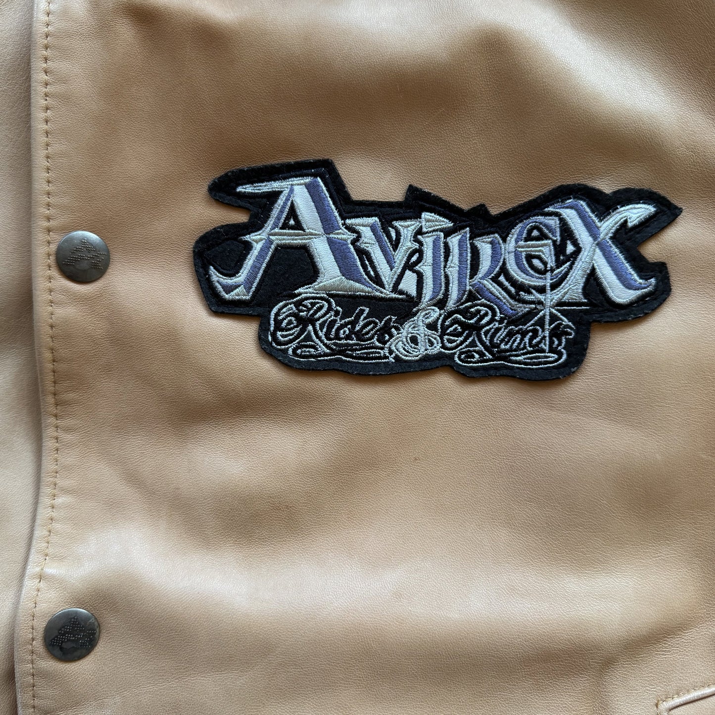 Avirex 'Rides & Rims' Leather Varsity Jacket - L