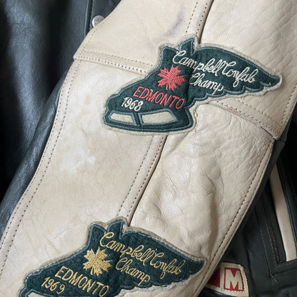 Avirex Wild Bears Leather Varsity Jacket - M | Medium, Cream