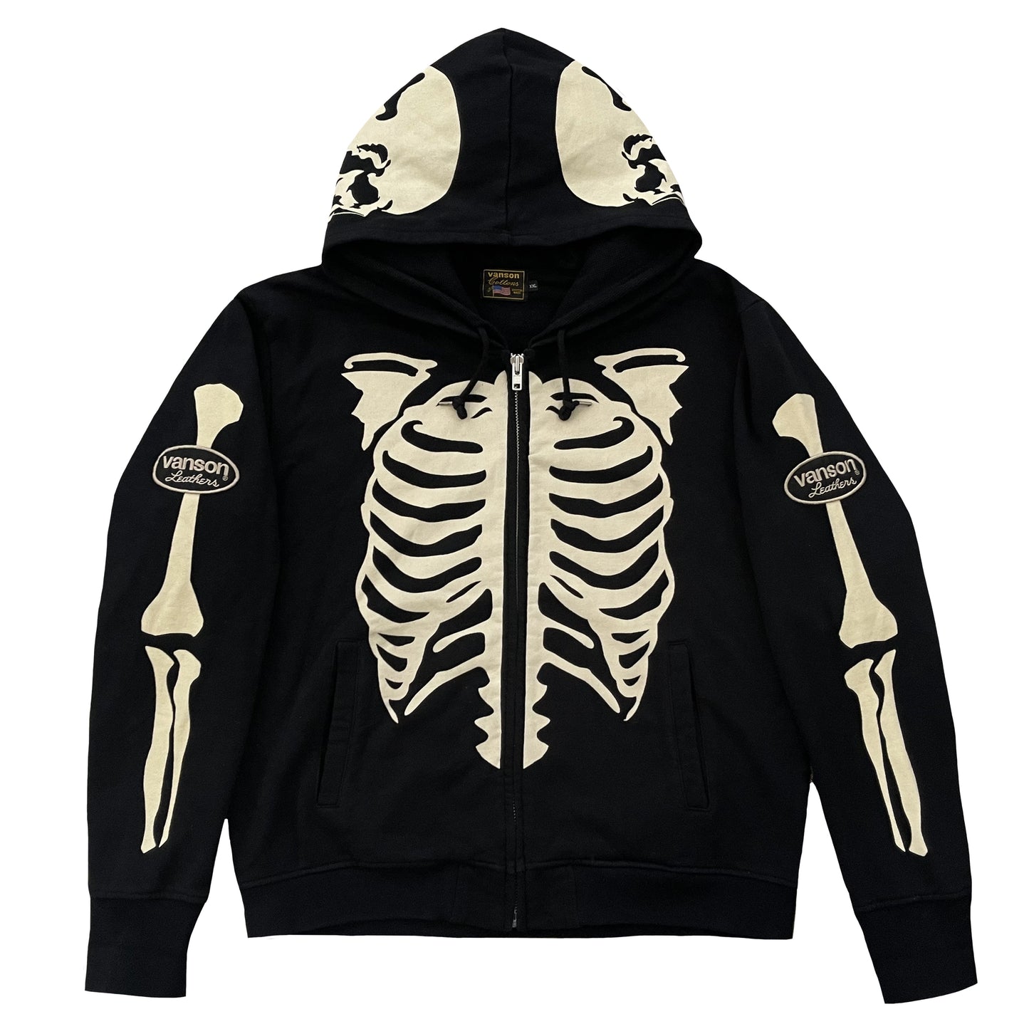 Vanson Leathers Skeleton Hoodie - XXL | XXL, Black