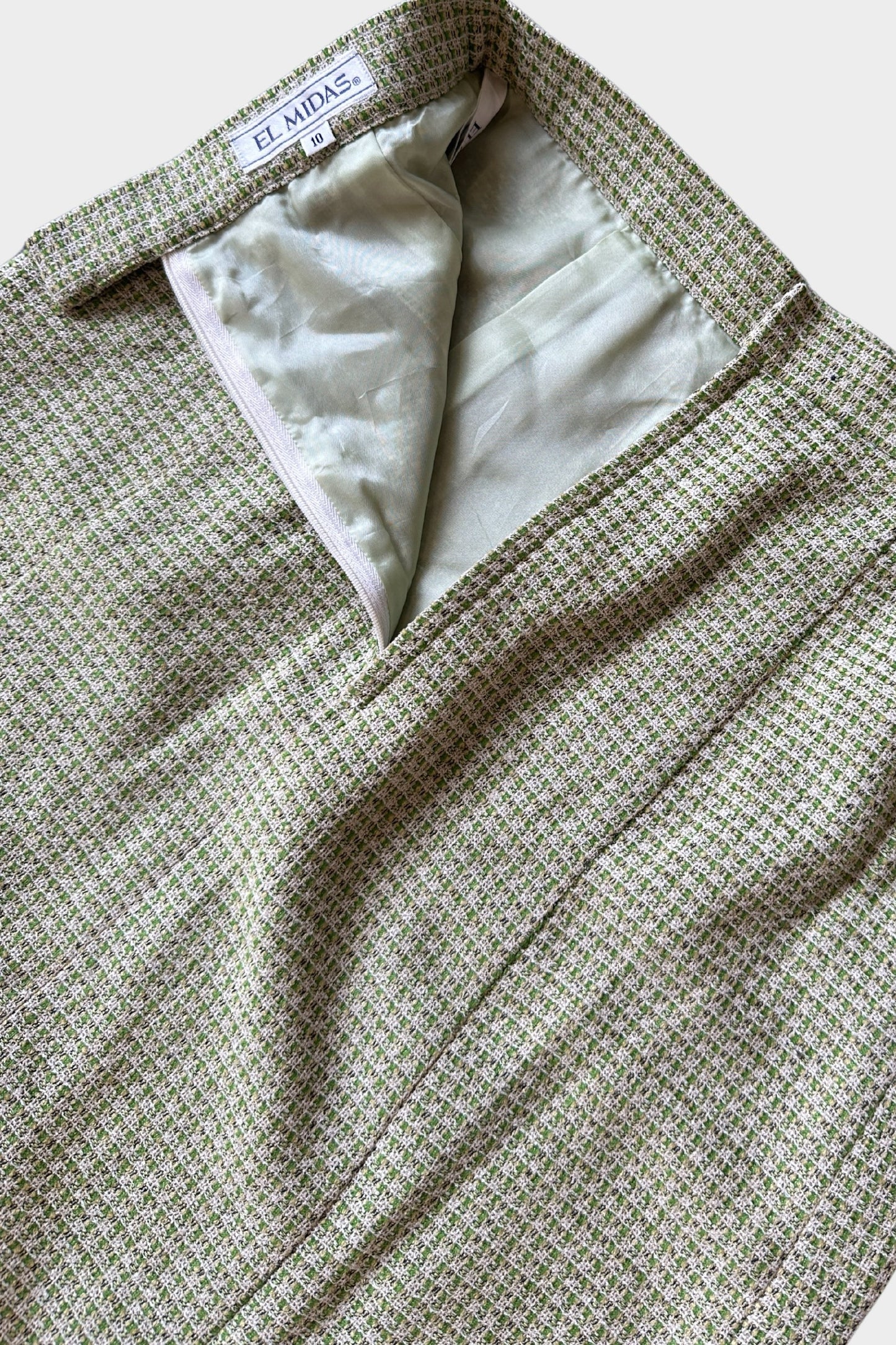 Vintage Curated Herringbone Green Skirt Suit