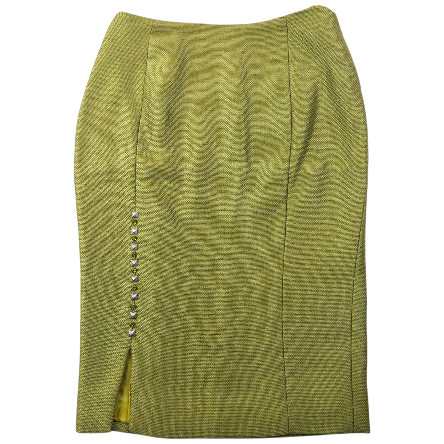 Vintage 90s Gianni Versace Couture Studded Jacket & Skirt Suit Set Womens Size XS | XS, Green