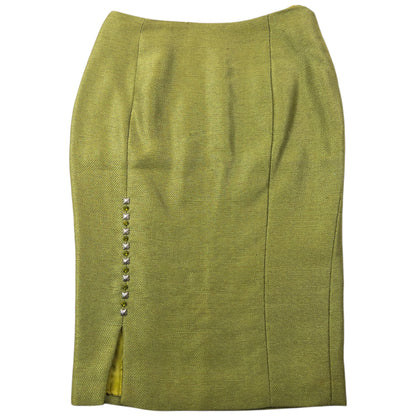 Vintage 90s Gianni Versace Couture Studded Jacket & Skirt Suit Set Womens Size XS | XS, Green