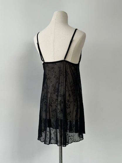Vintage 2000s Sheer Floral Sleeveless Top - M