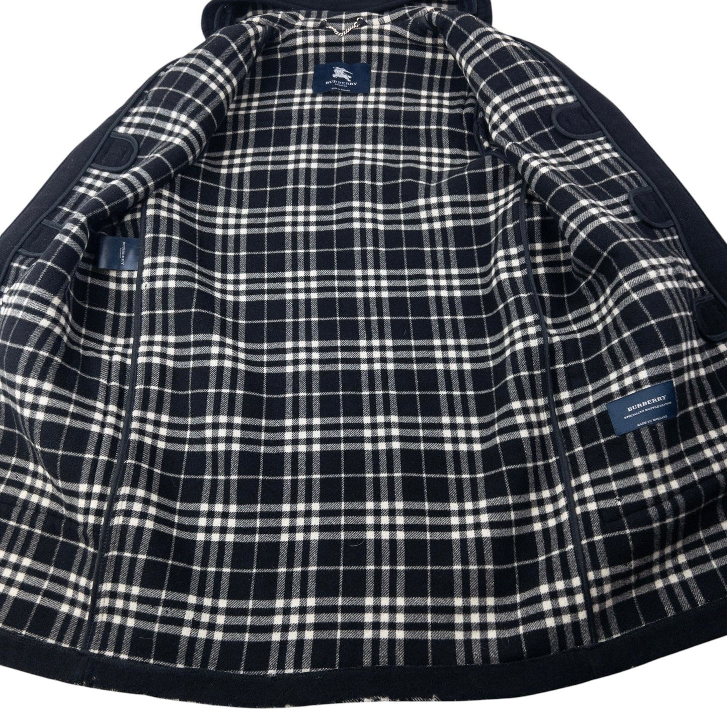 Vintage 2000s Burberry Nova Check Lined Wool Duffle Jacket Size M | O/S, Black