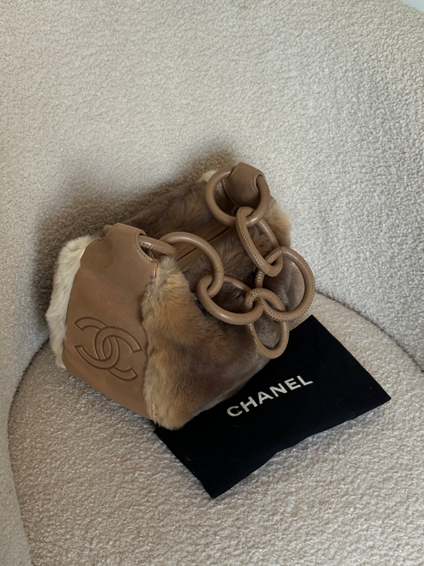 RARE Vintage 2004/2005 Chanel Lapin Fur Chain Shoulder Bag | O/S, Multicoloured
