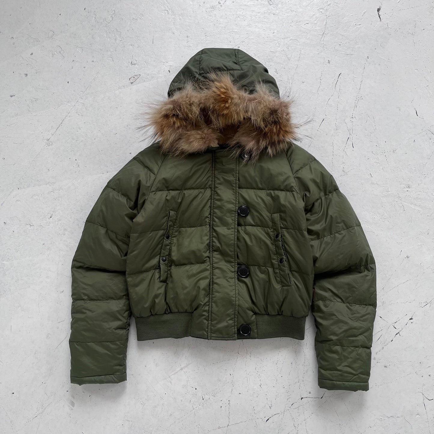 2000s moncler green fur trim puffer | Green, Green