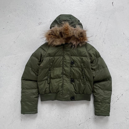 2000s moncler green fur trim puffer | Green, Green