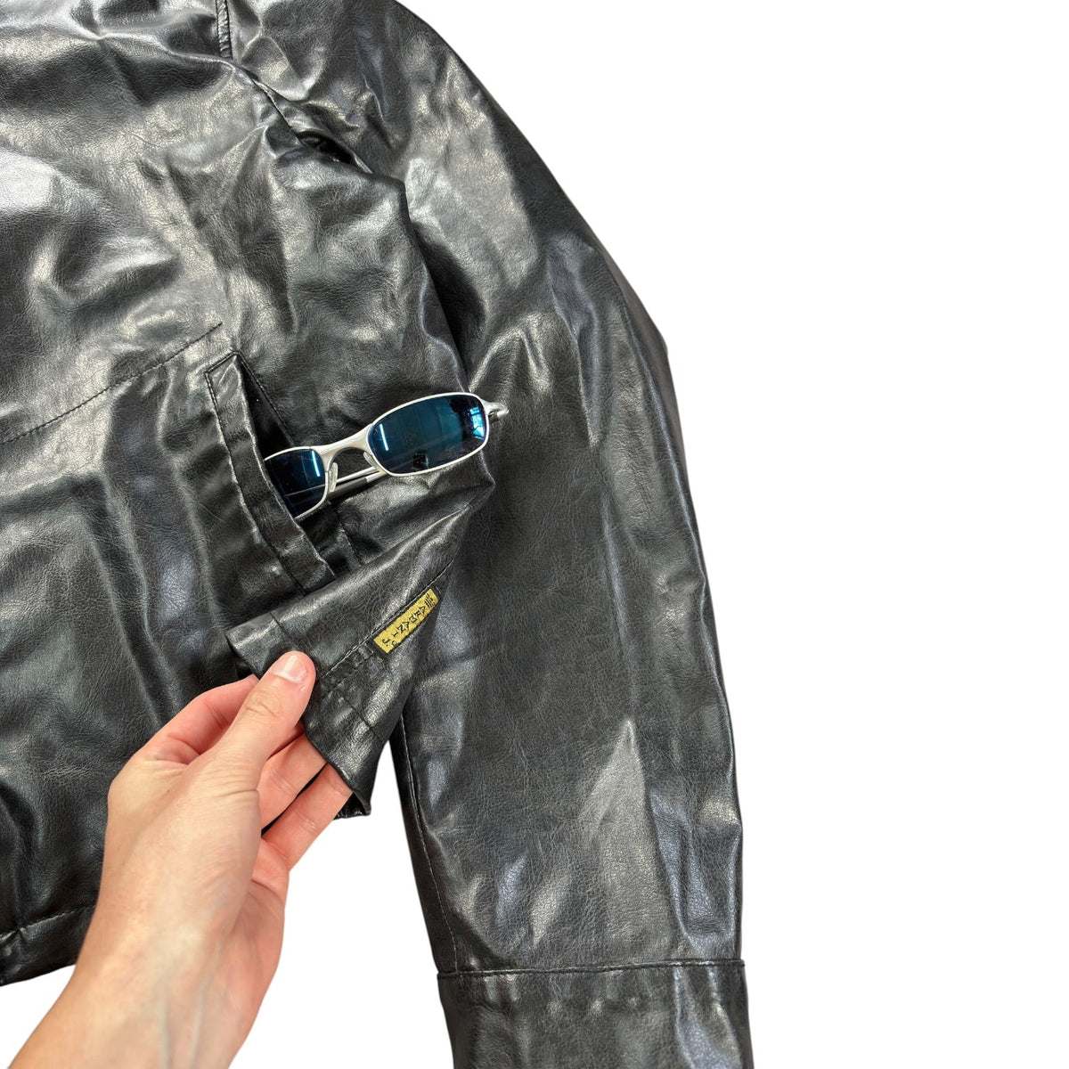Armani Jeans 00’s Cropped Faux Leather Jacket M | Medium, Black