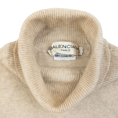 Vintage 90s Balenciaga Cashmere Turtleneck Jumper Womens Size S | Small, Cream