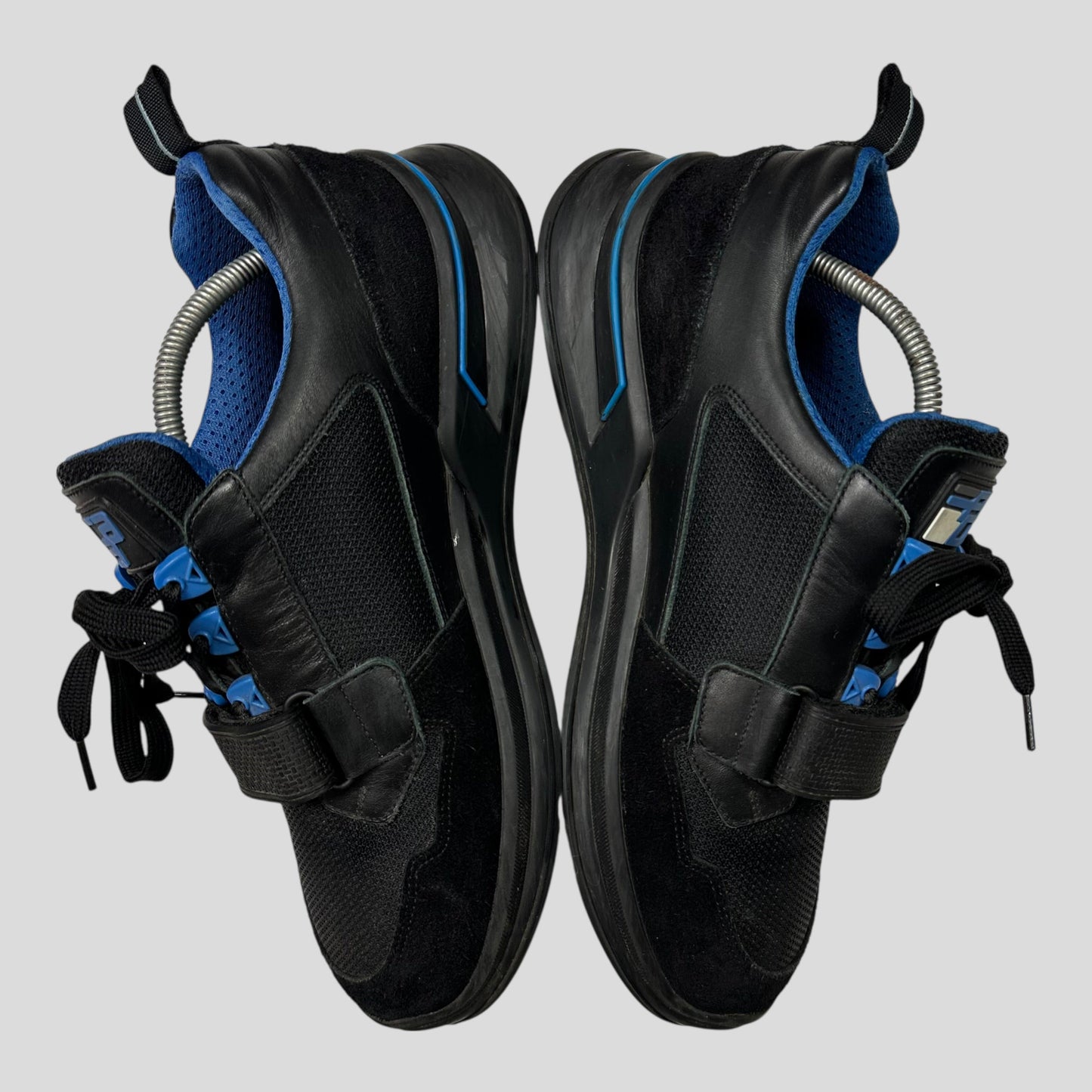 Prada 2018 Mechano Nero Voyage Rubber + Leather Logo Trainers - UK8.5/9 | UK 8.5, Black