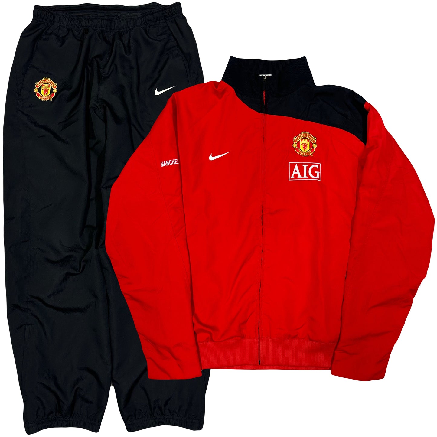 Nike Manchester United 2008/10 Tracksuit In Red & Black ( L )