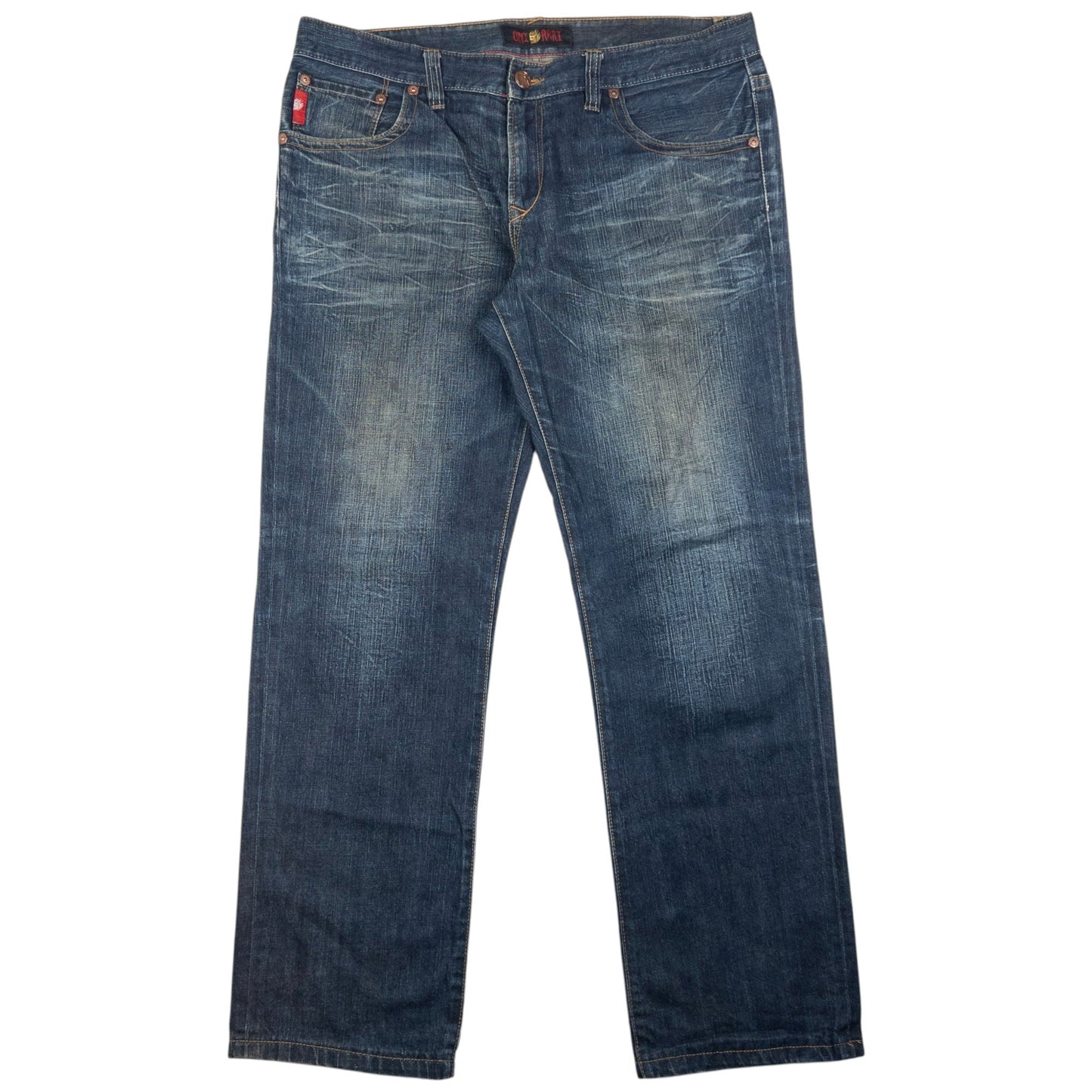 Vintage Oniarai Embroidered Devil Japanese Denim Jeans Size W38