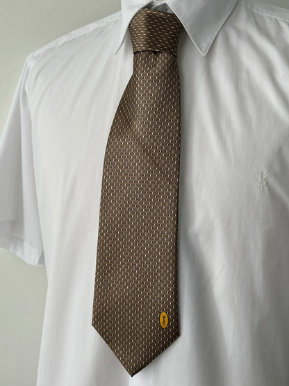 Yves Saint Laurent 1990s Pure Silk Logo Print Tie