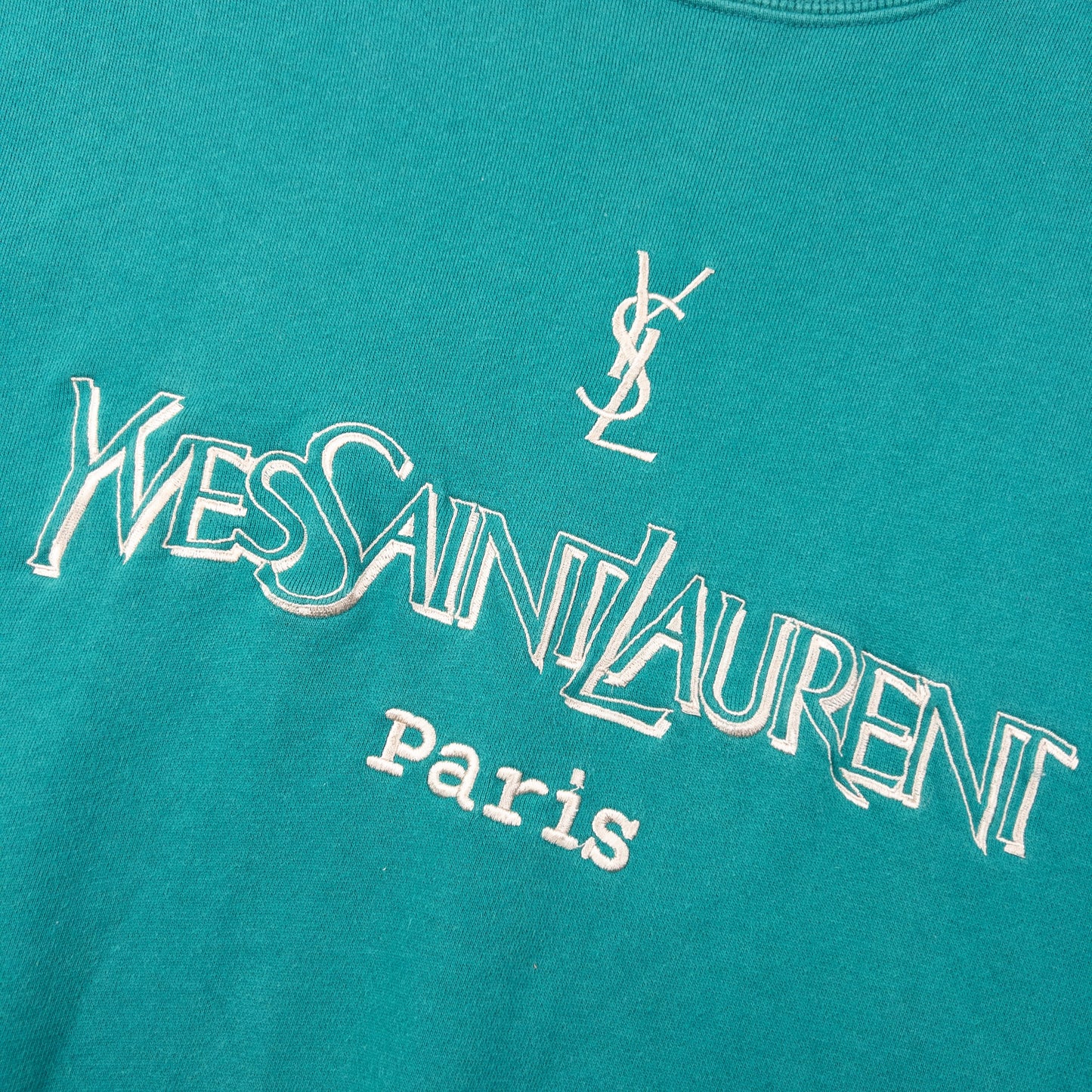 Vintage 2000s YSL Yves Saint Laurent Embroidered Sweatshirt Size M | Medium, Green