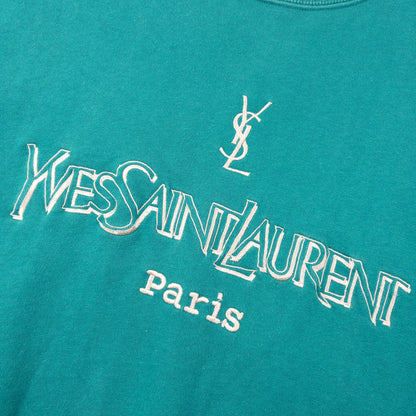 Vintage 2000s YSL Yves Saint Laurent Embroidered Sweatshirt Size M | Medium, Green
