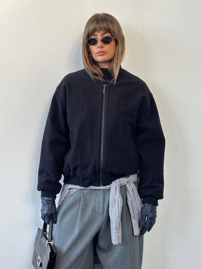 St Michael 1980s Pure Wool Bomber Jacket - L